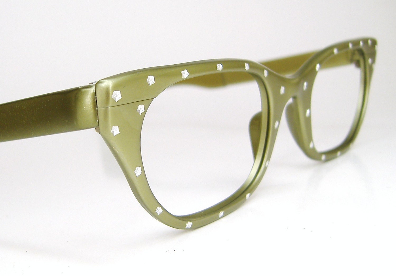 Vintage 50s Green Tura Horn Rim Cat Eye Eyeglasses Frame With