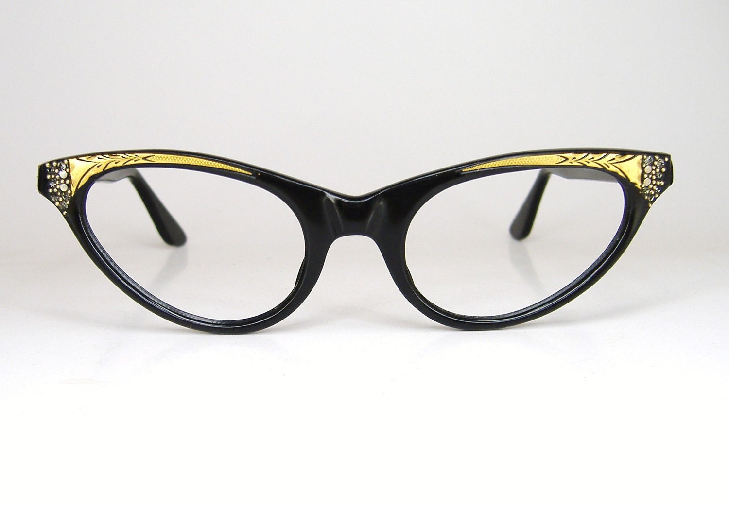 Black Cat Eye Eyeglasses Frame 1950s Eyewear Frame France 