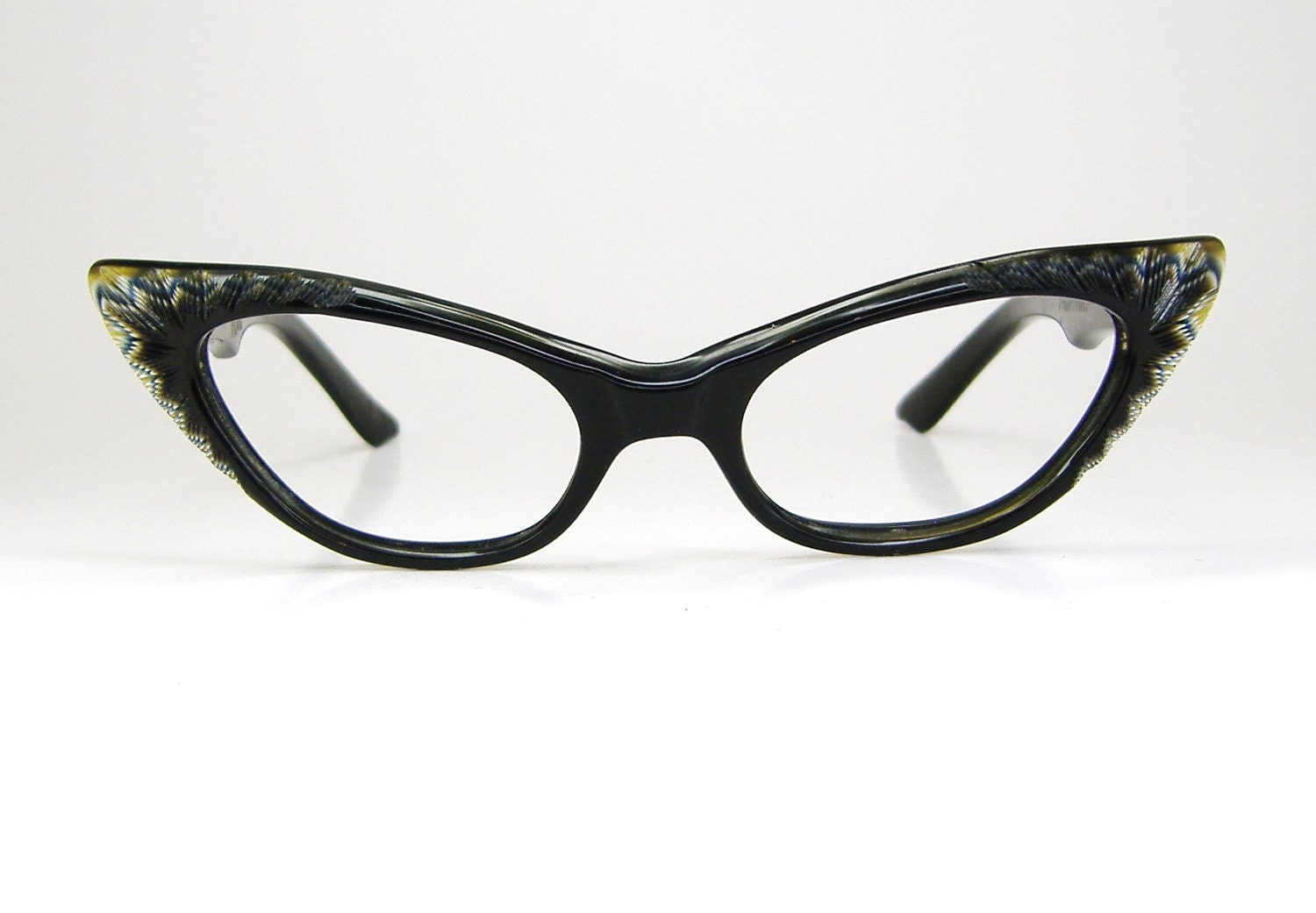 Vintage 50s Black Winged Cat Eye Eyeglasses by Vintage50sEyewear