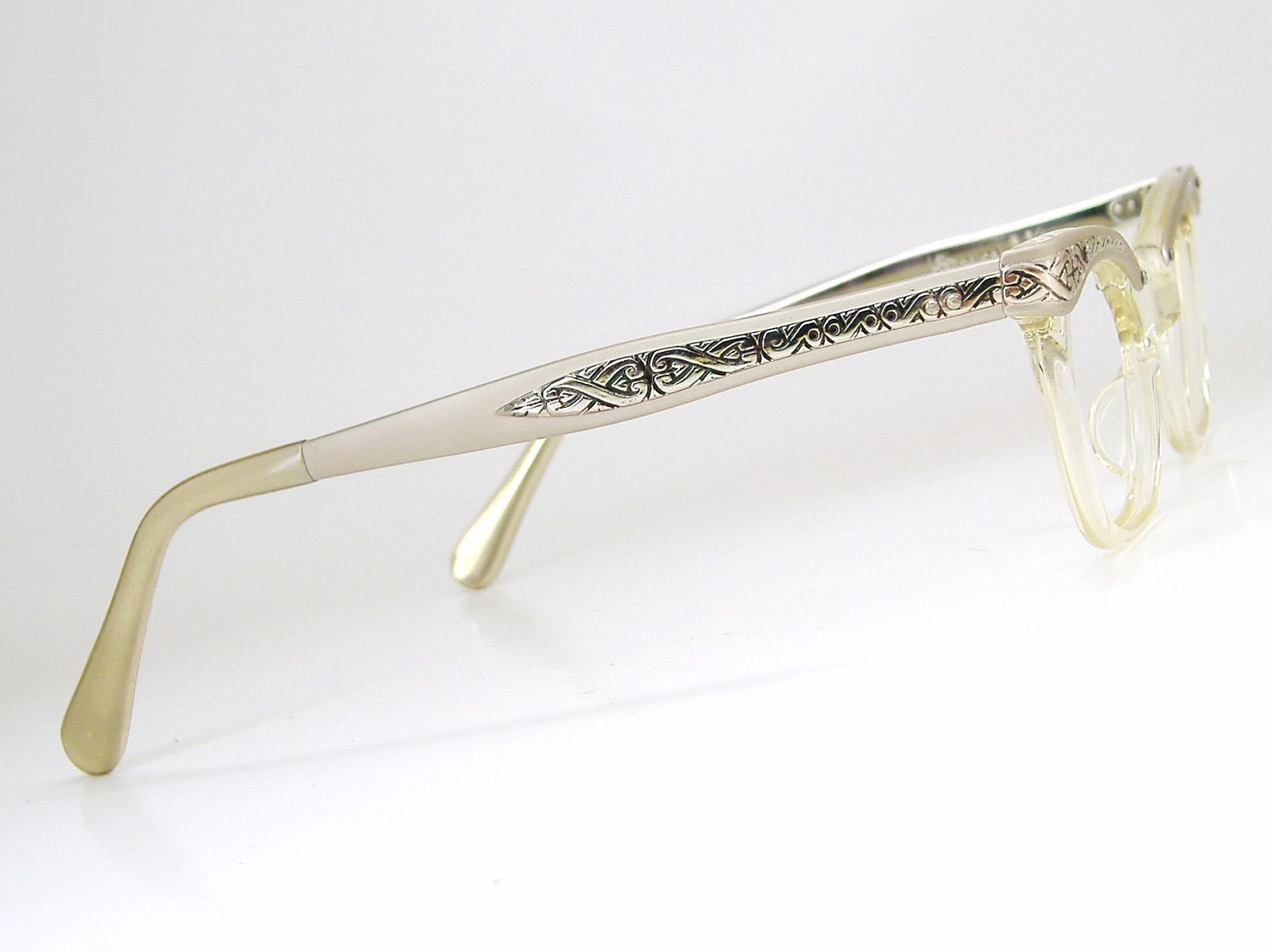 Vintage 50s Glasses Cat Eye Eyeglasses Frame Filigree Never
