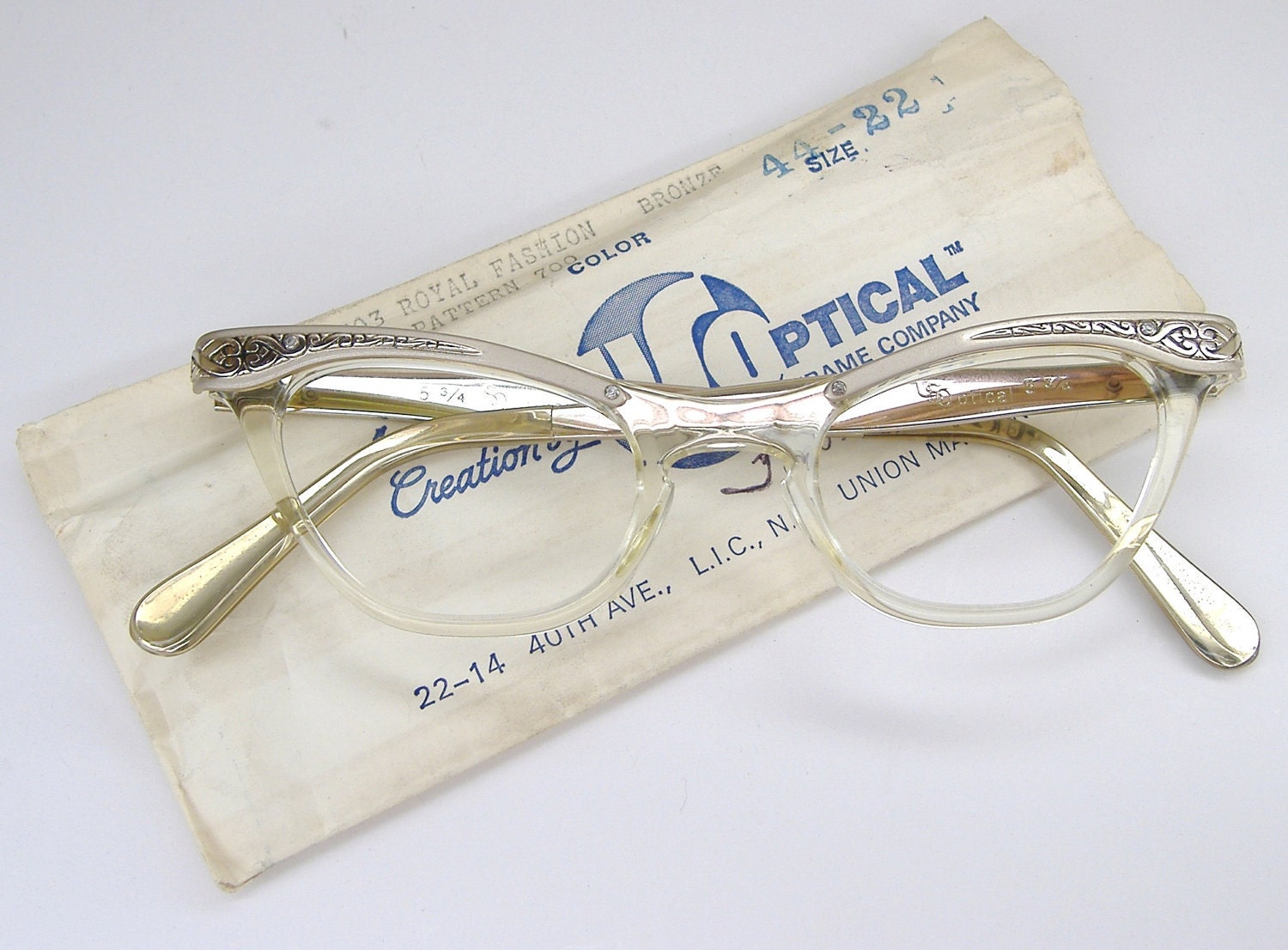 Vintage 50s Glasses Cat Eye Eyeglasses Frame Filigree Never 