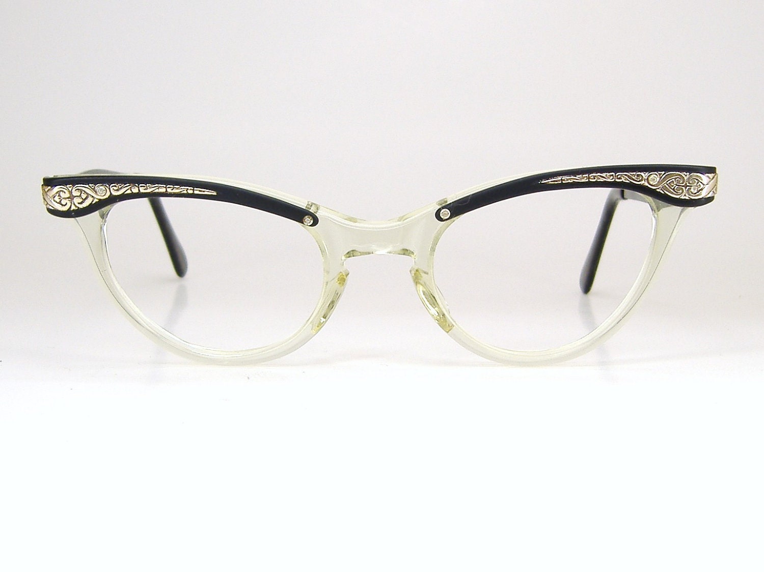 Vintage 50s Glasses Cat Eye Eyeglasses Frame Filigree Never