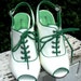 Vintage Peep Toe Funky White & Green Lace Up Heels Size 7