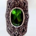 Stunning Green Stone Sterling Silver Marcasite Ring