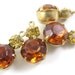 2 - 15x9mm Vintage Round Glass Stones and Swarovski Crystal in 1 Ring Two Stones Brass Prong Settings - Topaz and Lime Yellow .