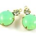 2 - 18x11mm Vintage Round Swarovski Crystal Rhinestones in 1 Ring Two Stones Brass Prong Settings - Green Opal and Crystal