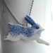 Leaping Rabbit - Handpainted Blue Delft Porcelain Necklace