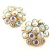 Vintage Rhinestone Earrings 60s Jewelry Aurora Borealis Iridescent Bubble Cluster Costume Jewelry, FREE Domestic Shipping