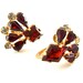 Czech Art Deco Earrings Vintage Rhinestone Jewelry Ruby Red Glass Signed Czechoslov, FREE Domestic Shipping