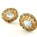 Pastel Blue Earrings Vintage Rhinestone Jewelry Sky Blue Moonstone Lace Filigree Sustainable Fashion Earrings (Free Shipping USA)