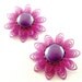 Purple Celluloid Earrings Vintage Pin Up Jewelry Filigree Lace Sunburst Amethyst Violet Flower Clip Earrings (Free Shipping USA)