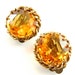 Clip On Earrings Vintage Jewelry Amber Faceted Glass (Free Shipping USA)