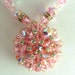 Vintage Glass Beaded Necklace Pink Glamour Jewelry Aurora Borealis Rhinestone Necklace (Free Shipping USA)