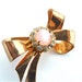 CORO Vintage Designer Brooch Rhinestone Jewelry Pink Moonstone Moonglow Bow, Free US Shipping