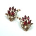 TRIFARI Designer Vintage Rhinestone Earrings Ruby Red Flower Flames, Free US Shipping