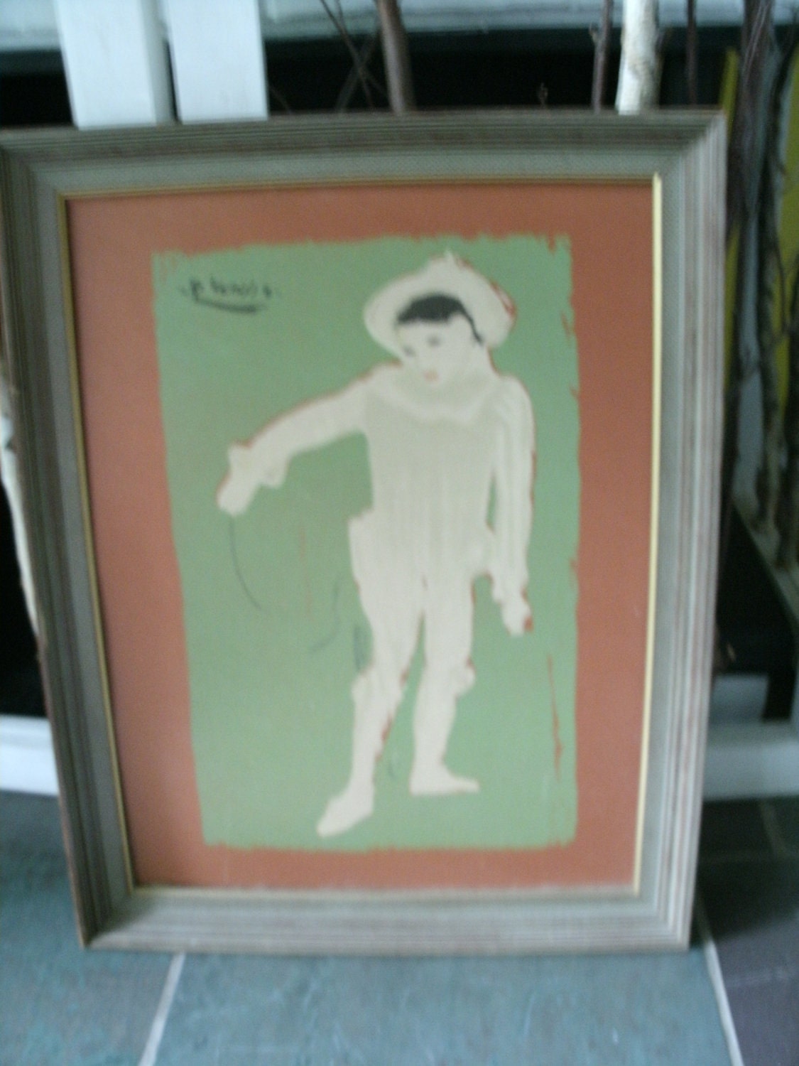 Picasso White Clown framed picture