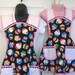 Mommy & Me Aprons Vintage Inspired - Delicious Cupcakes on Black