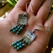 Sterling Silver Square Textured Tab Dangle Earrings with Round Turquoise Beads by Sierra Keylin Jewelry