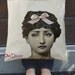 Retro Style Victorian Woman Natural Cotton Tote Bag with Vintage Colorized Digital Illustration 3D Hairbow and Crystal Earring