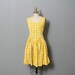 Yellow Patterned 50s Drop Waist Party Dress