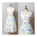 1950s Party Dress - Full Skirt Cocktail Dress with Balloon Print