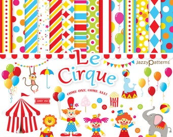 Circus clipart and digital papers pack DK005 instant download