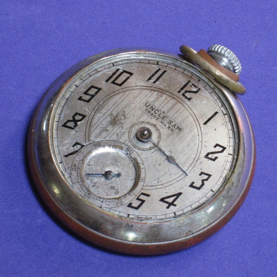 UNCLE SAM VintagePocket Watch/ Use for Steampunk