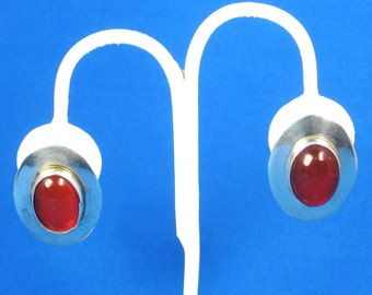 Vintage 1970s Ben Chavez Sterling and Carnelian Earrings