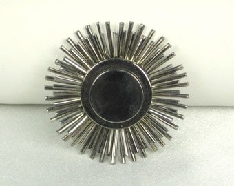 Vintage Silver Metal Round Spiked Pin