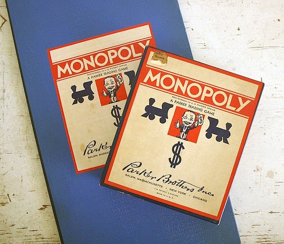 monopoly original 1940s board game kids playing