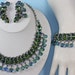 Vintage Rhinestone Set Blue RS Green Navettes Dangles