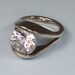 Vintage CZ Crystal Ring Sterling Silver Taxco Mexico Huge Stone Modernist