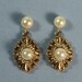 14K Cultured Pearl Earrings Vintage 14K Gold Dangle Posts for Pierced Ears