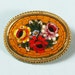 Vintage Mosaic Brooch Mustard Yellow Multi Color Florals Italy CIJ