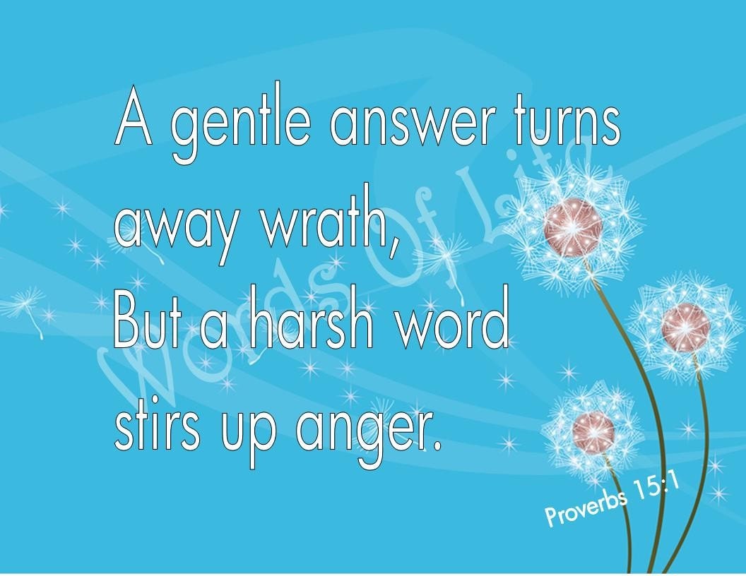 5x7 Scripture Print A GENTLE ANSWER Proverbs 15