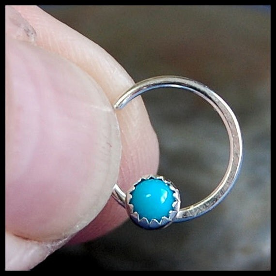 Turquoise Nose Ring / Catchless Nose Hoop / Seamless Nose Ring