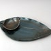 Ceramic Leaf Plate and Dipping Bowl Set Finished in a Bronze Glaze-Dishwasher and Oven Safe
