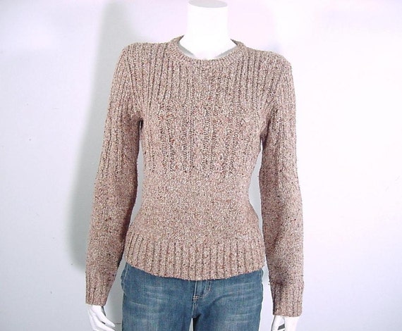 Items similar to Vintage Harvest Tweed Pullover Sweater Cable and Rib ...