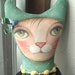 Original art doll Kitty with sage cape art made entirely by hand OOAKFrom miliaart