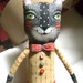 Original art doll folk art Black Cat boy with red pants whimsical OOAK from miliaart