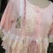 VINTAGE KITTY.. pretty pink crop cardi.. upcycled.. lace, crochet.. shabby chic.. ooak.. roses, lace, Lge - XL