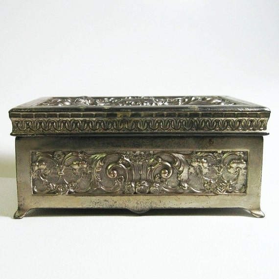 Reserved Victorian Metal Jewelry Box Casket Jennings Bros