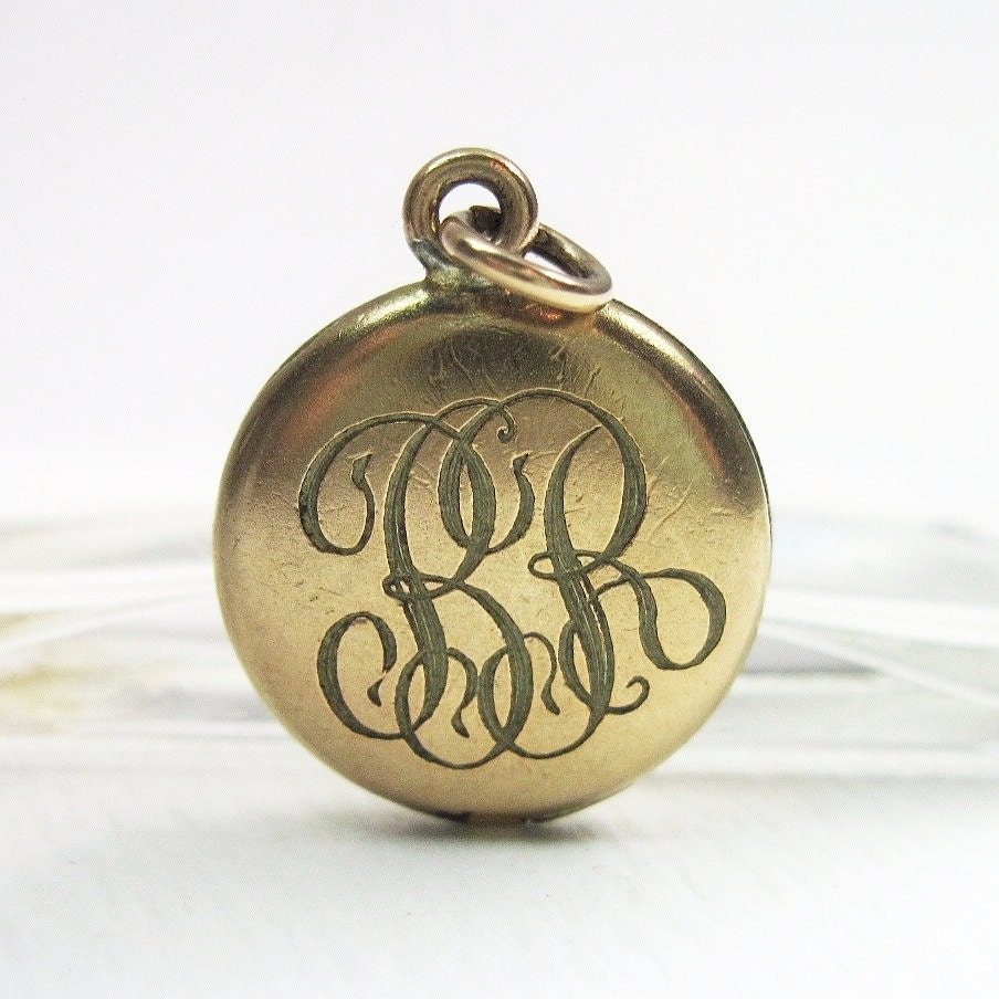 Small Victorian Locket Antique Gold Filled Engraved Initials