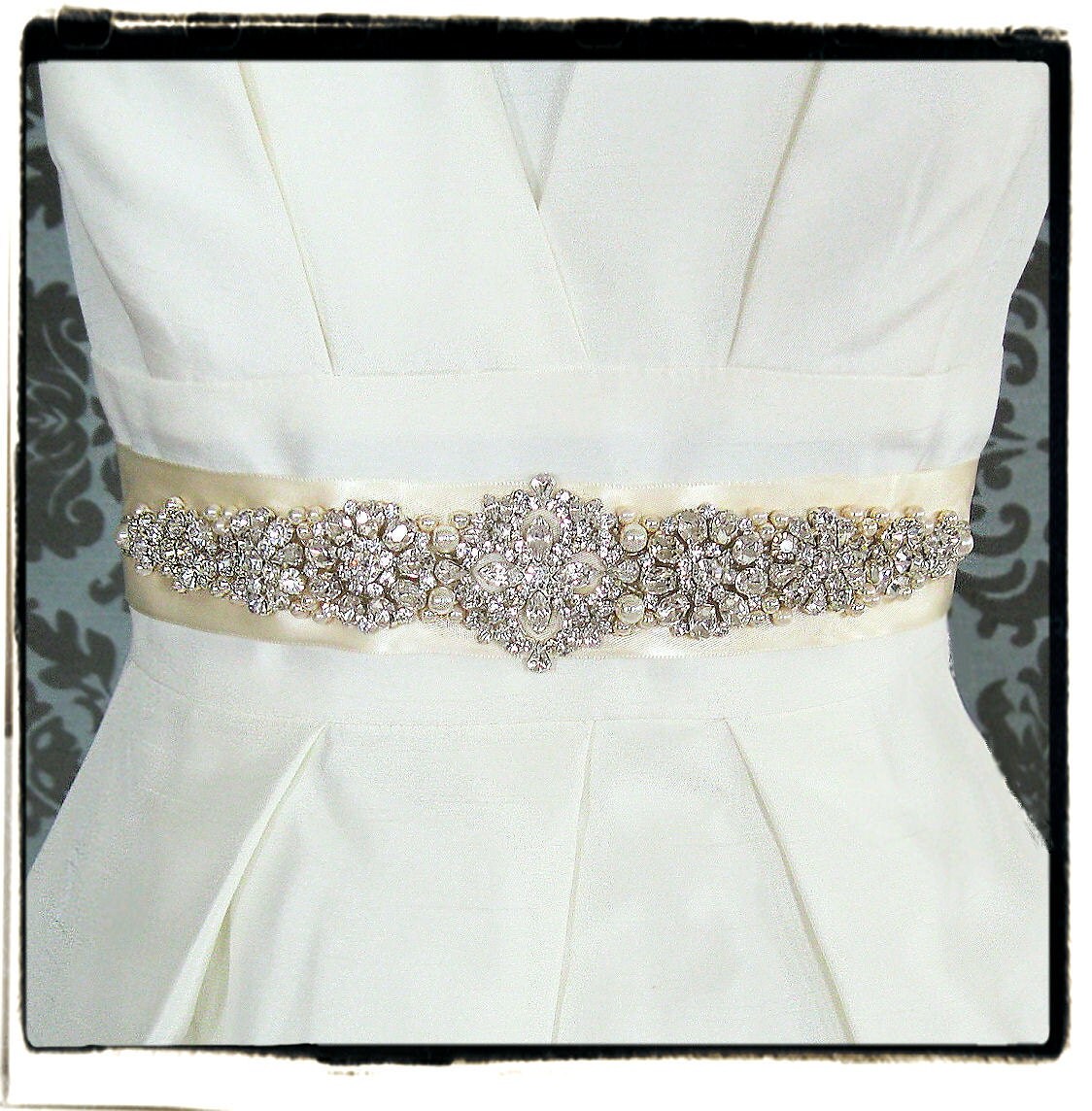 Modified Lovely bridal sash LONGER rhinestone and by icing101