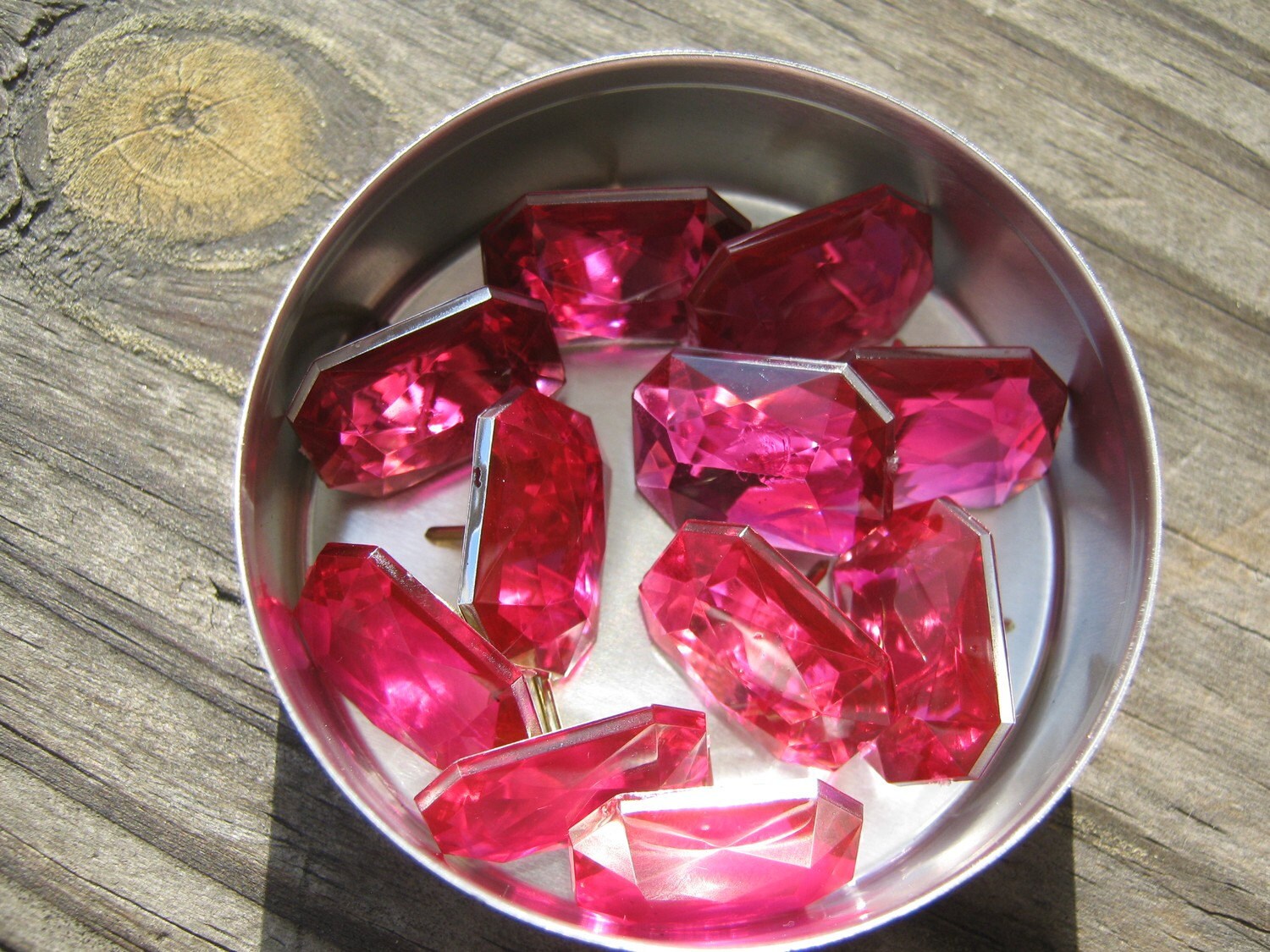 Bright Pink Octagon Thumb Tacks/ Push Pins Large Set of 22