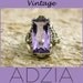 Vintage Art Nouveau 14k White Gold Filigree Amethyst Ring