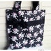 Knitting Tote Bag, Girly Sugar Skulls, Pirate Black & Pink with Glitter, Sturdy, Lots of Pockets