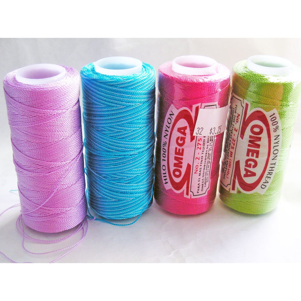 Omega Nylon Crochet Thread No. 2 Lot of 4 Spools Hot Pink