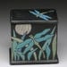 Dragonfly raku box,ceramic box,handmade, treasure box, turquoise,green