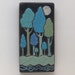 Full moon and the trees,handmade ceramic tile,a 3x6 raku fired art tile, wall art, clay